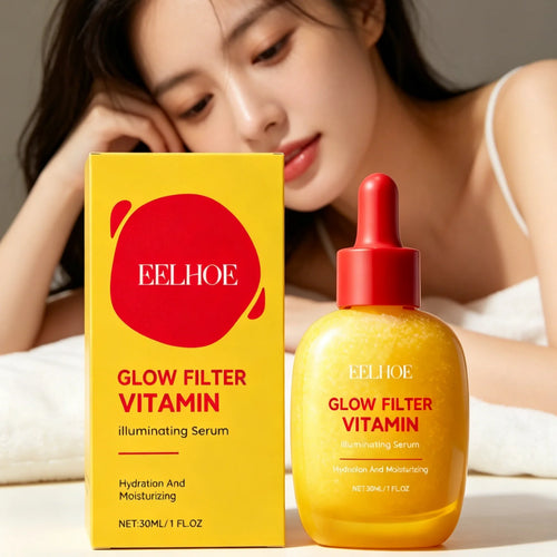 EELHOE Glow Filter Vitamin Illuminating Serum Evens Skin Tone Deep Moisturizing Lightweight Texture Brightening Facial Essence