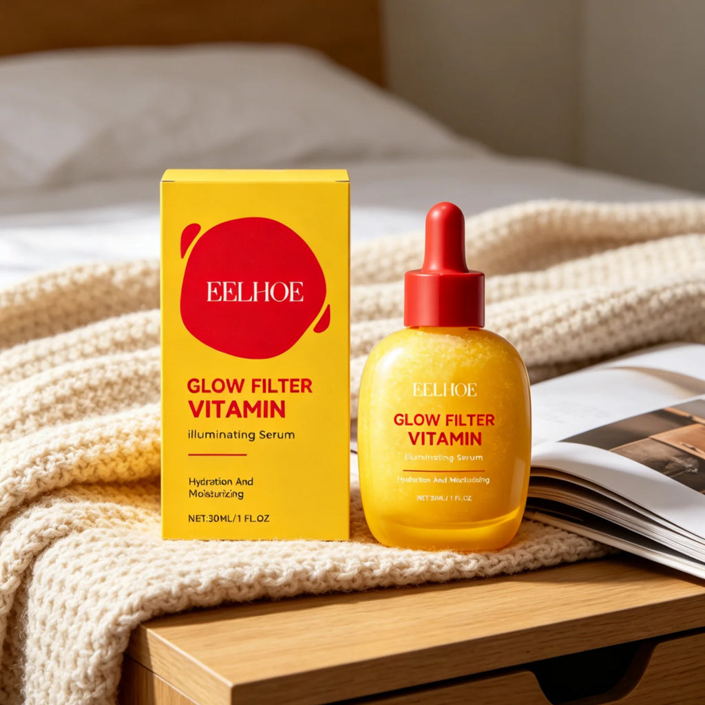 EELHOE Glow Filter Vitamin Illuminating Serum Evens Skin Tone Deep Moisturizing Lightweight Texture Brightening Facial Essence