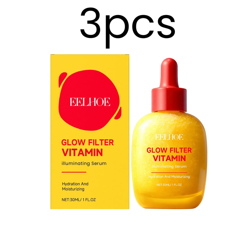 EELHOE Glow Filter Vitamin Illuminating Serum Evens Skin Tone Deep Moisturizing Lightweight Texture Brightening Facial Essence