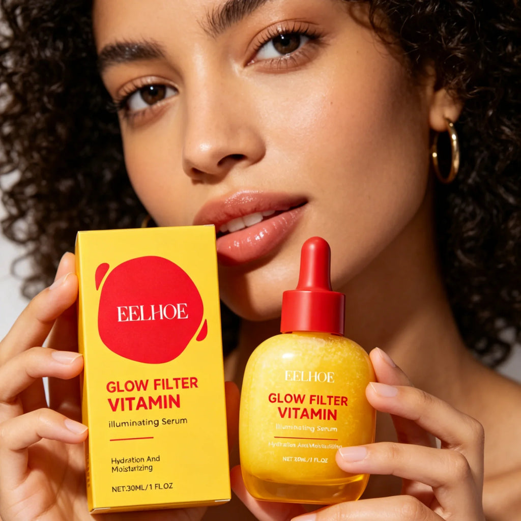 EELHOE Glow Filter Vitamin Illuminating Serum Evens Skin Tone Deep Moisturizing Lightweight Texture Brightening Facial Essence