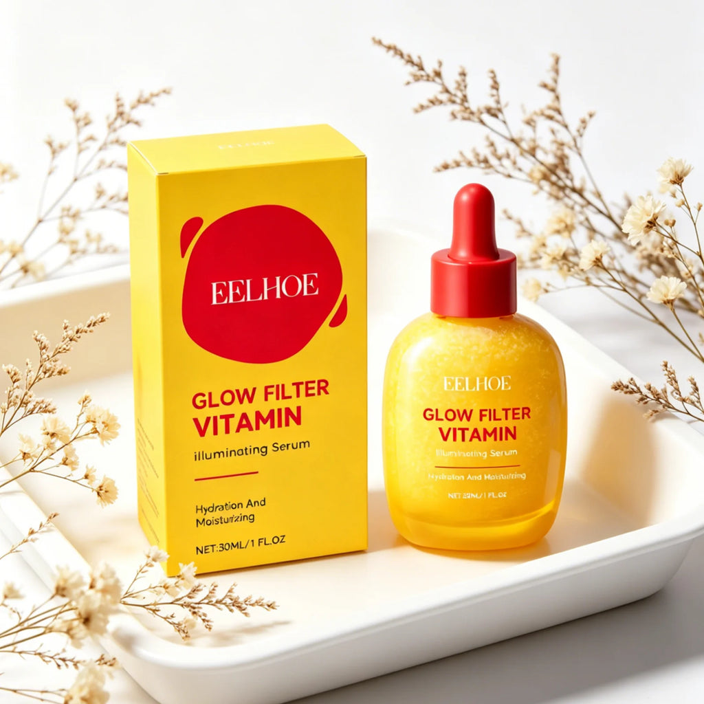 EELHOE Glow Filter Vitamin Illuminating Serum Evens Skin Tone Deep Moisturizing Lightweight Texture Brightening Facial Essence